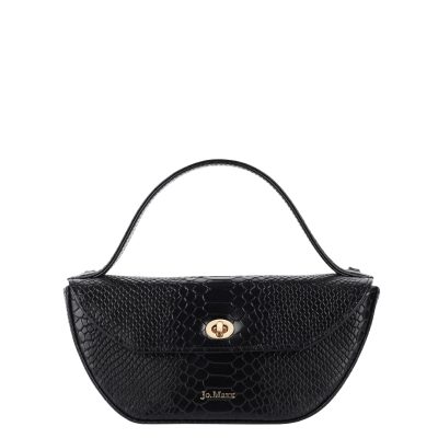 Torebka skórzana Jo.Maxx MIA – BLACK SNAKE z fakturą skóry węża