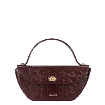 Torebka skórzana Jo.Maxx MIA - BROWN SNAKE z fakturą skóry węża