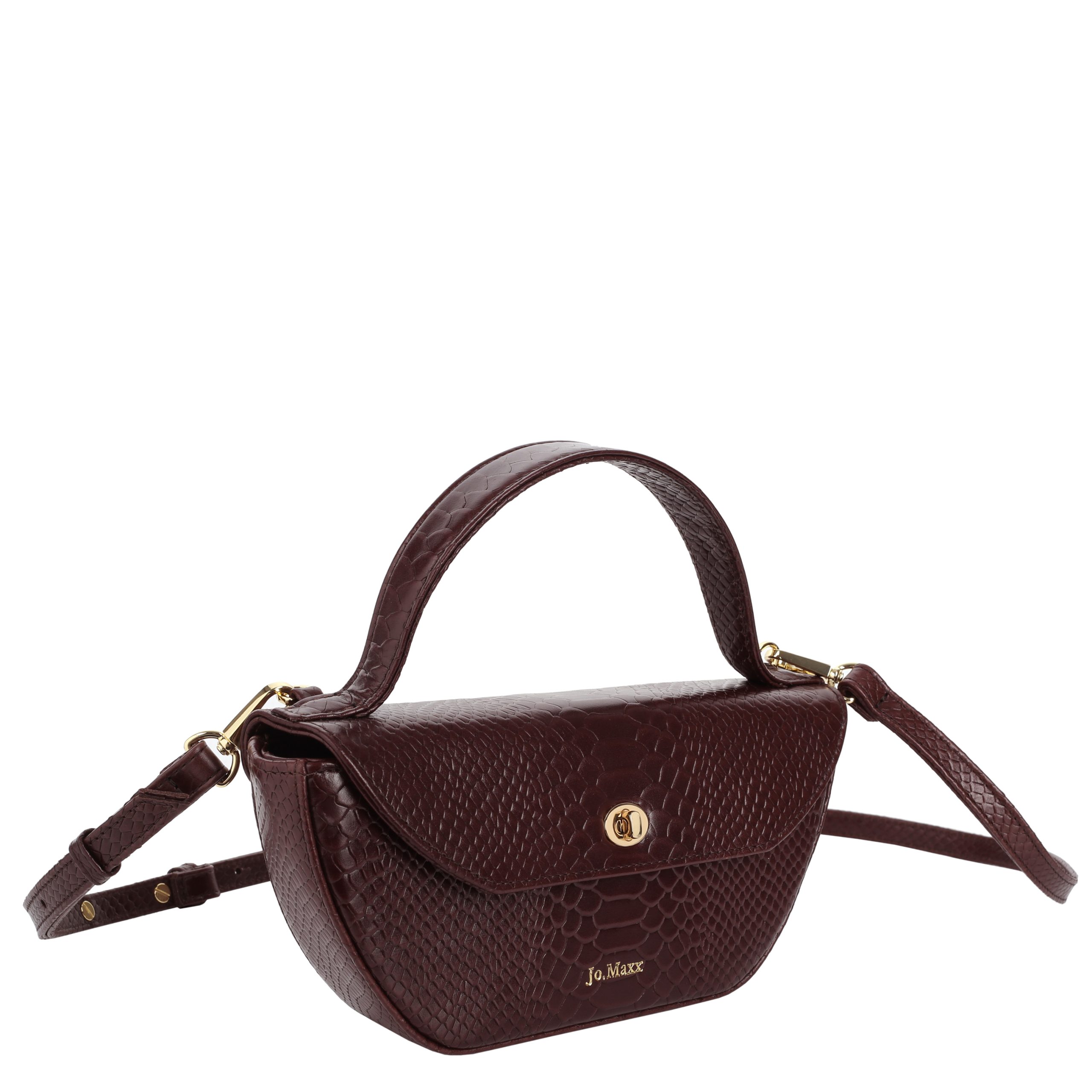 Torebka skórzana Jo.Maxx MIA - BROWN SNAKE z fakturą skóry węża - obrazek 2
