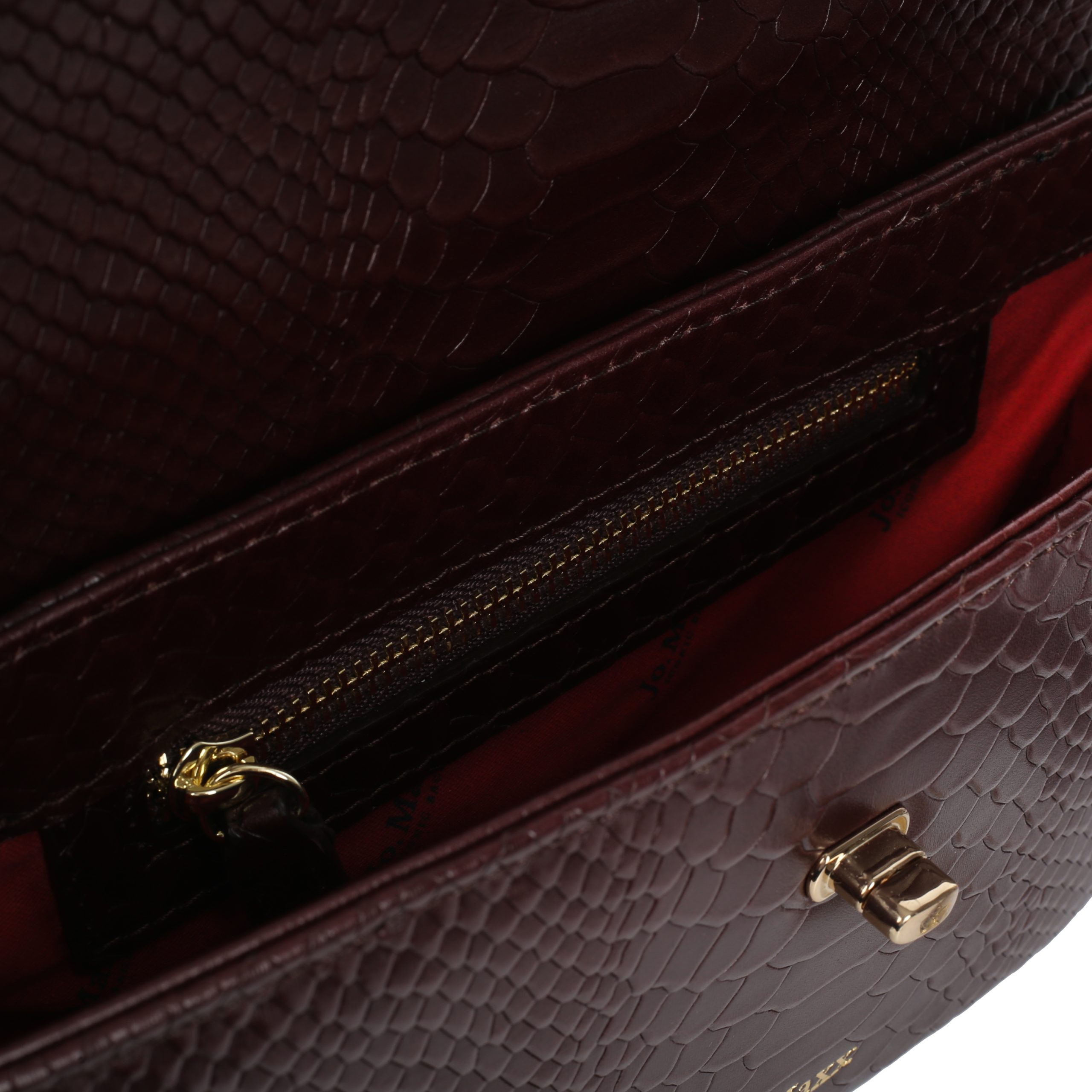 Torebka skórzana Jo.Maxx MIA - BROWN SNAKE z fakturą skóry węża - obrazek 3